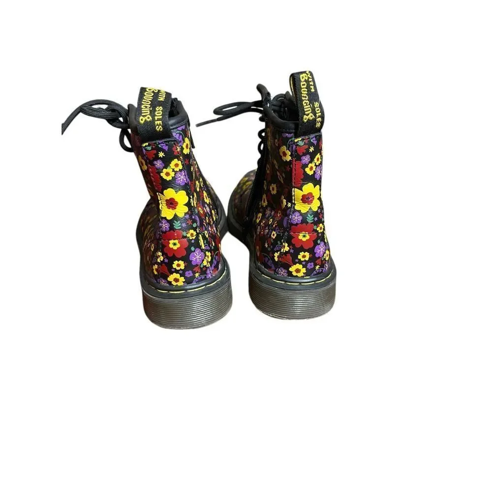Dr. Martens Delaney Floral Combat‎ Boots Size 2